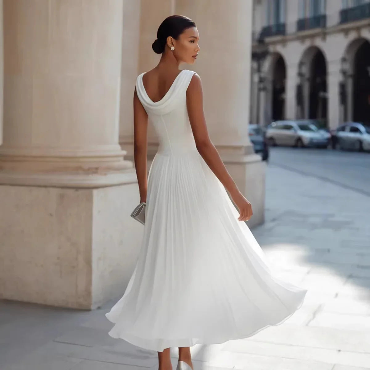 Pamela | Vestito Midi Plissé Elegante da Donna