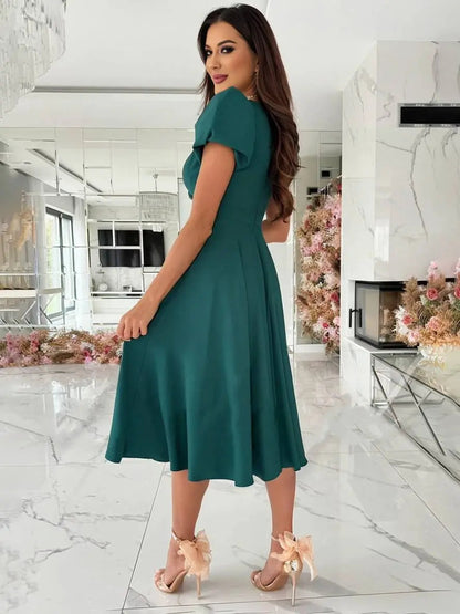 Cecilia | Elegante Vestito Midi Con Scollo a V Da Donna