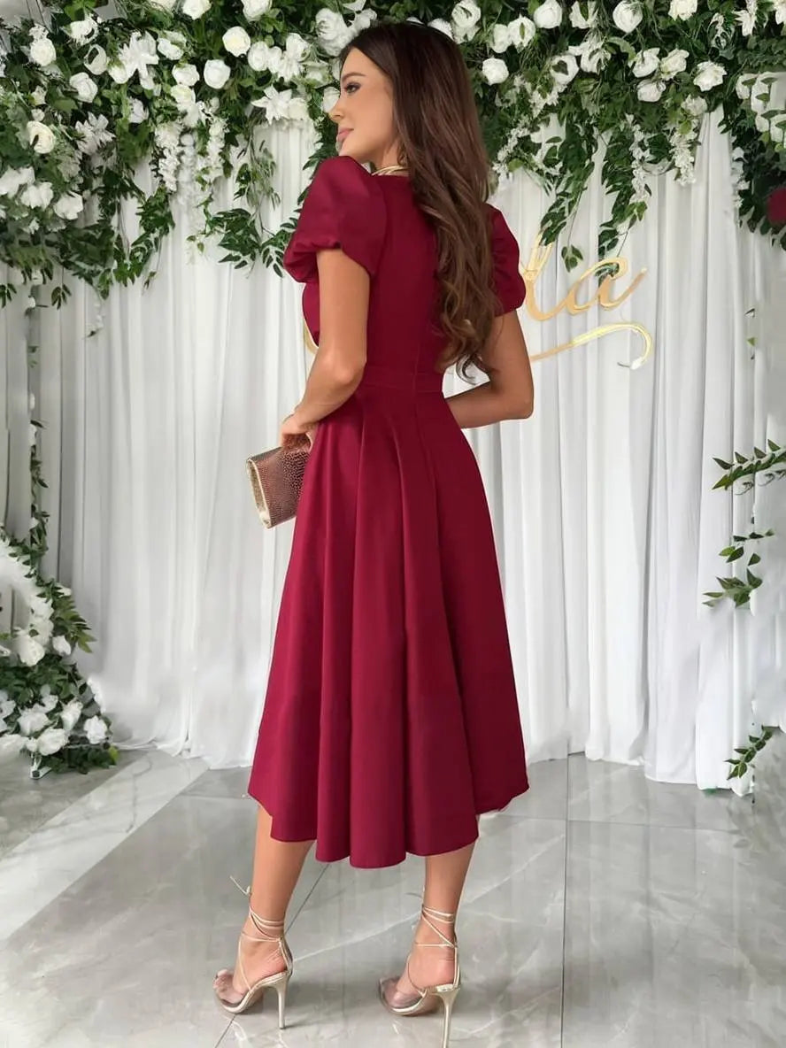 Cecilia | Elegante Vestito Midi Con Scollo a V Da Donna