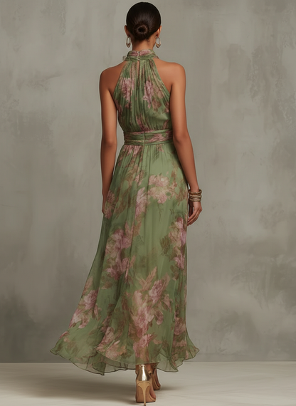 Alessia | Estivo Vestito Lungo Floreale con Scollo all'Americana da Donna