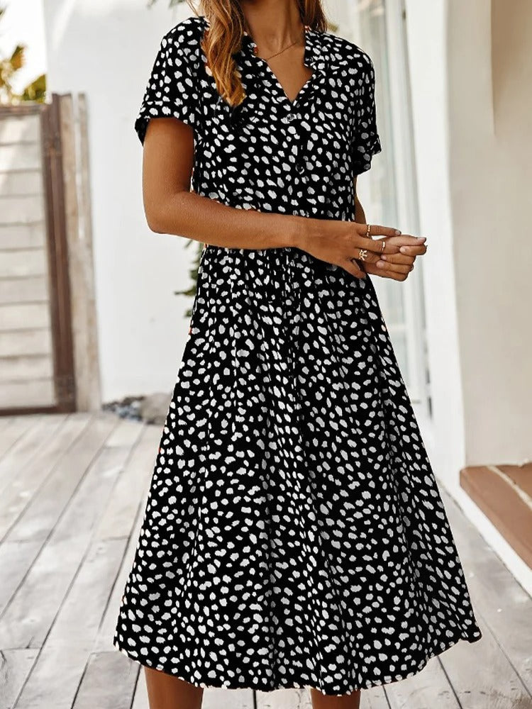 Beatrice | Elegante Vestito Midi Stampato con Maniche da Donna
