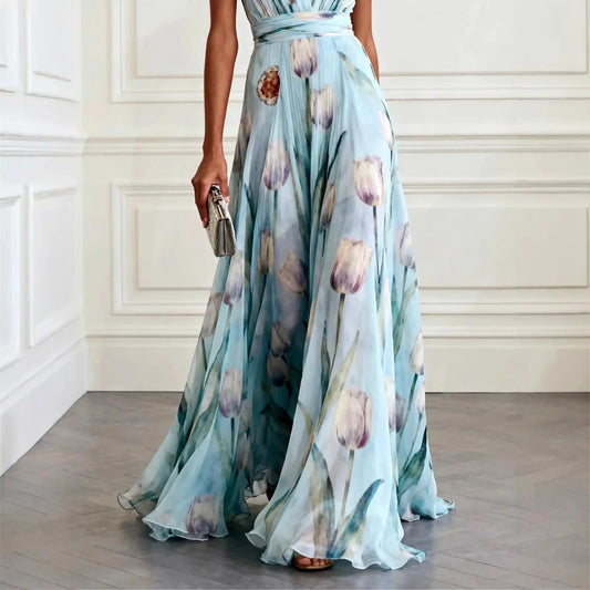 Viola | Vestito Maxi Estivo Floreale con Scollo a V da Donna