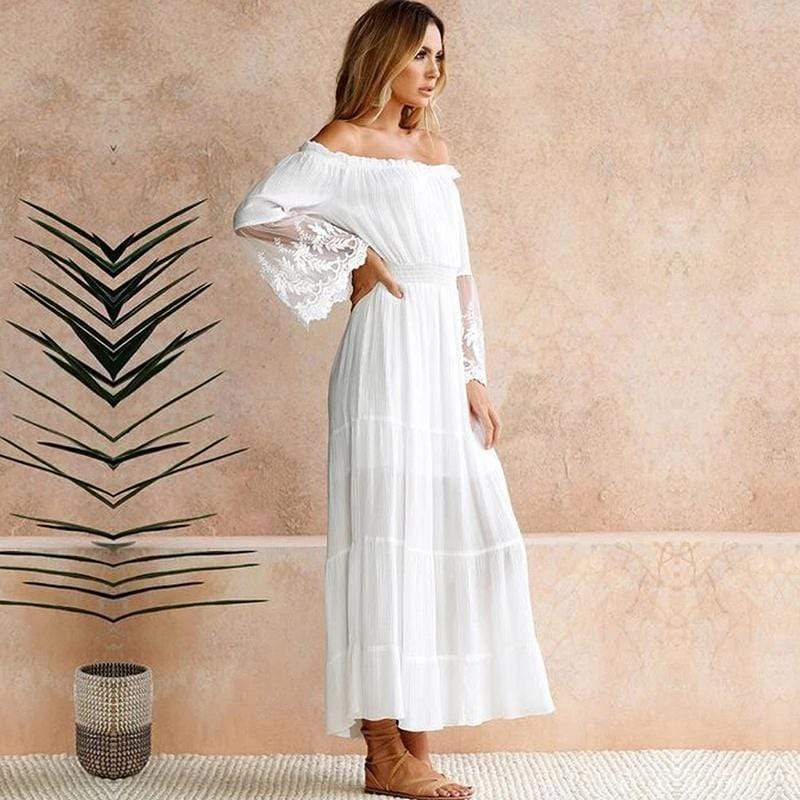 Elisa | Elegante Vestito Lungo Off-Shoulder Estivo da Donna