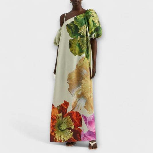 Francesca | Vestito Stampato Monospalla Maniche a Sbuffo da Donna