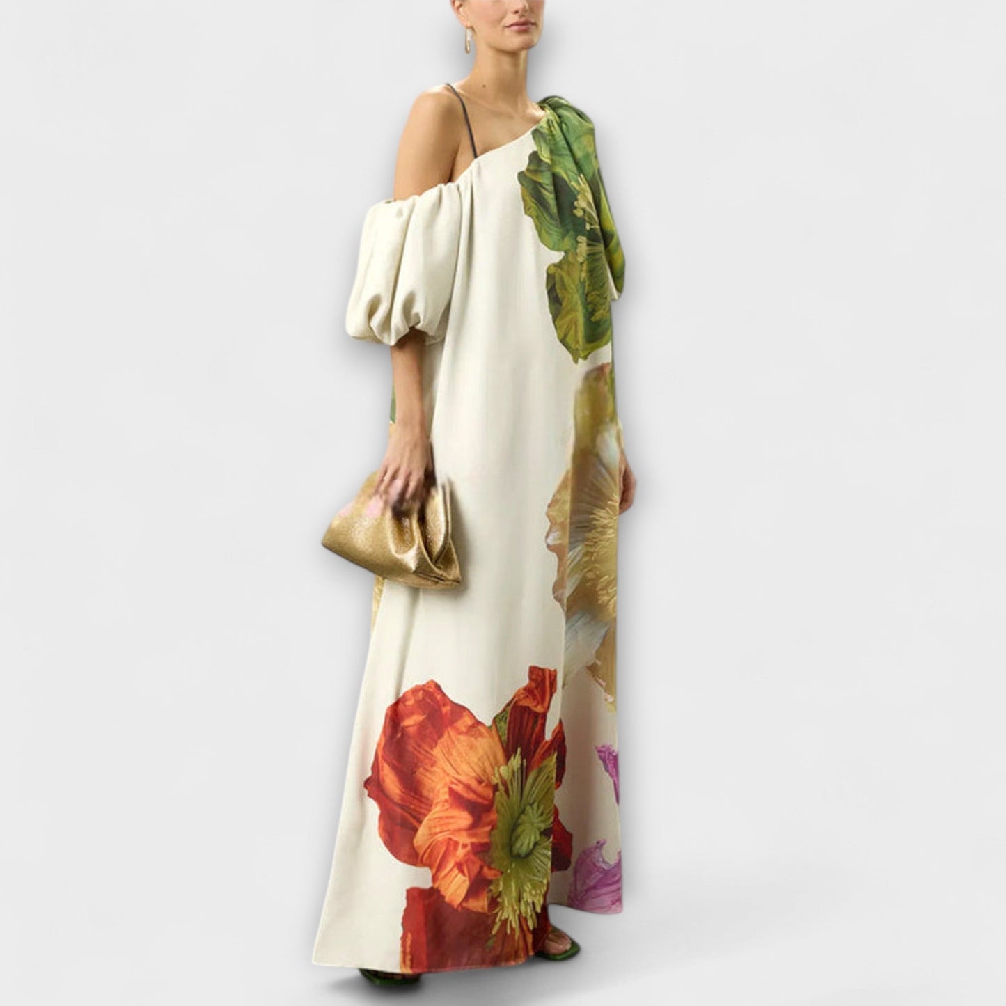 Francesca | Vestito Stampato Monospalla Maniche a Sbuffo da Donna