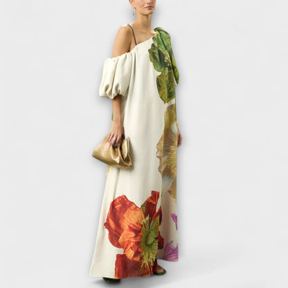 Francesca | Vestito Stampato Monospalla Maniche a Sbuffo da Donna