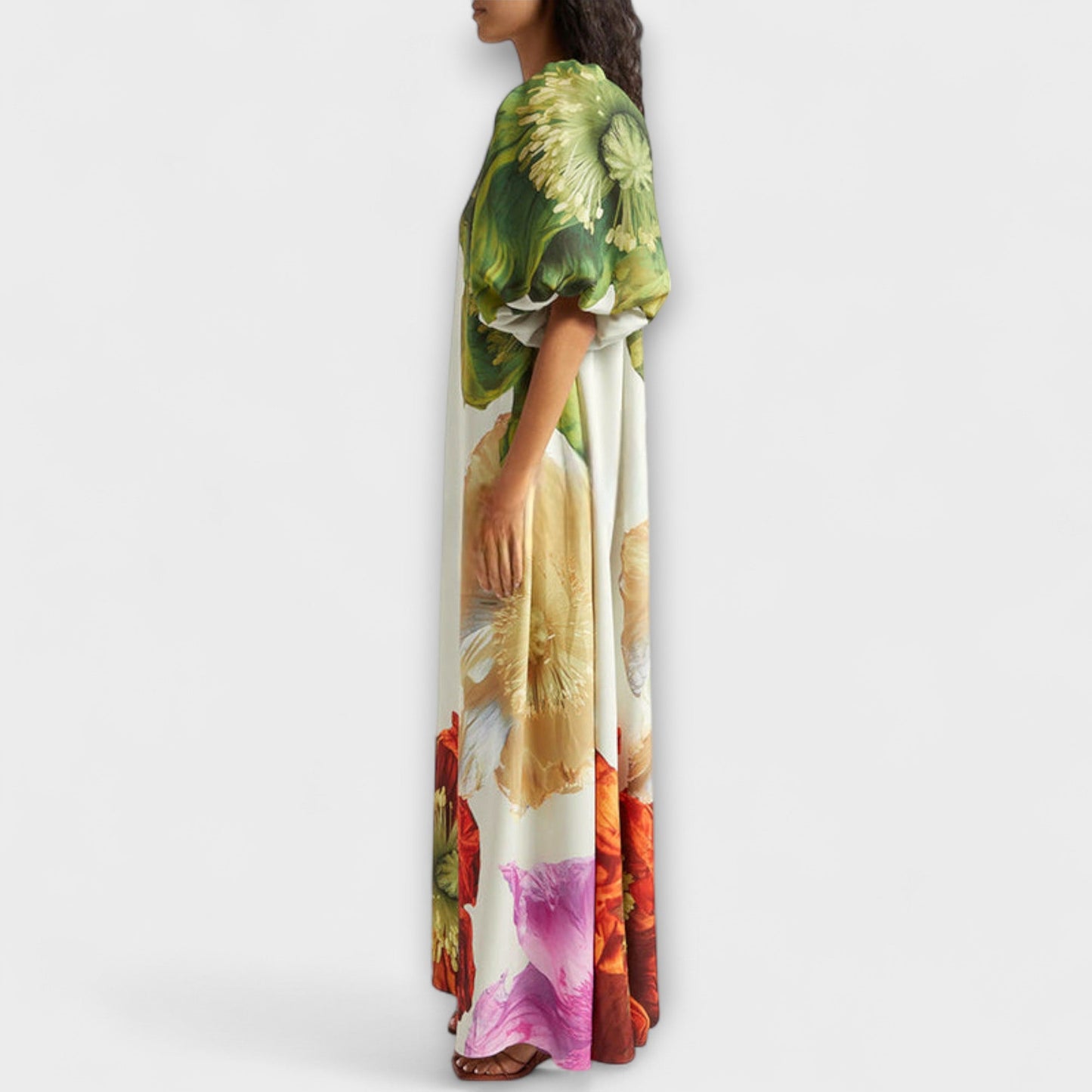 Francesca | Vestito Stampato Monospalla Maniche a Sbuffo da Donna