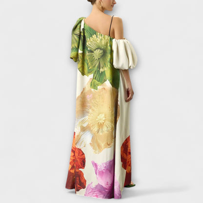 Francesca | Vestito Stampato Monospalla Maniche a Sbuffo da Donna