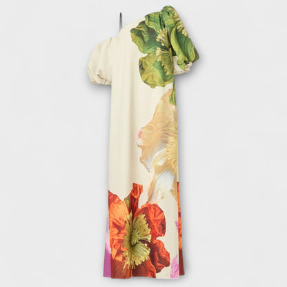Francesca | Vestito Stampato Monospalla Maniche a Sbuffo da Donna