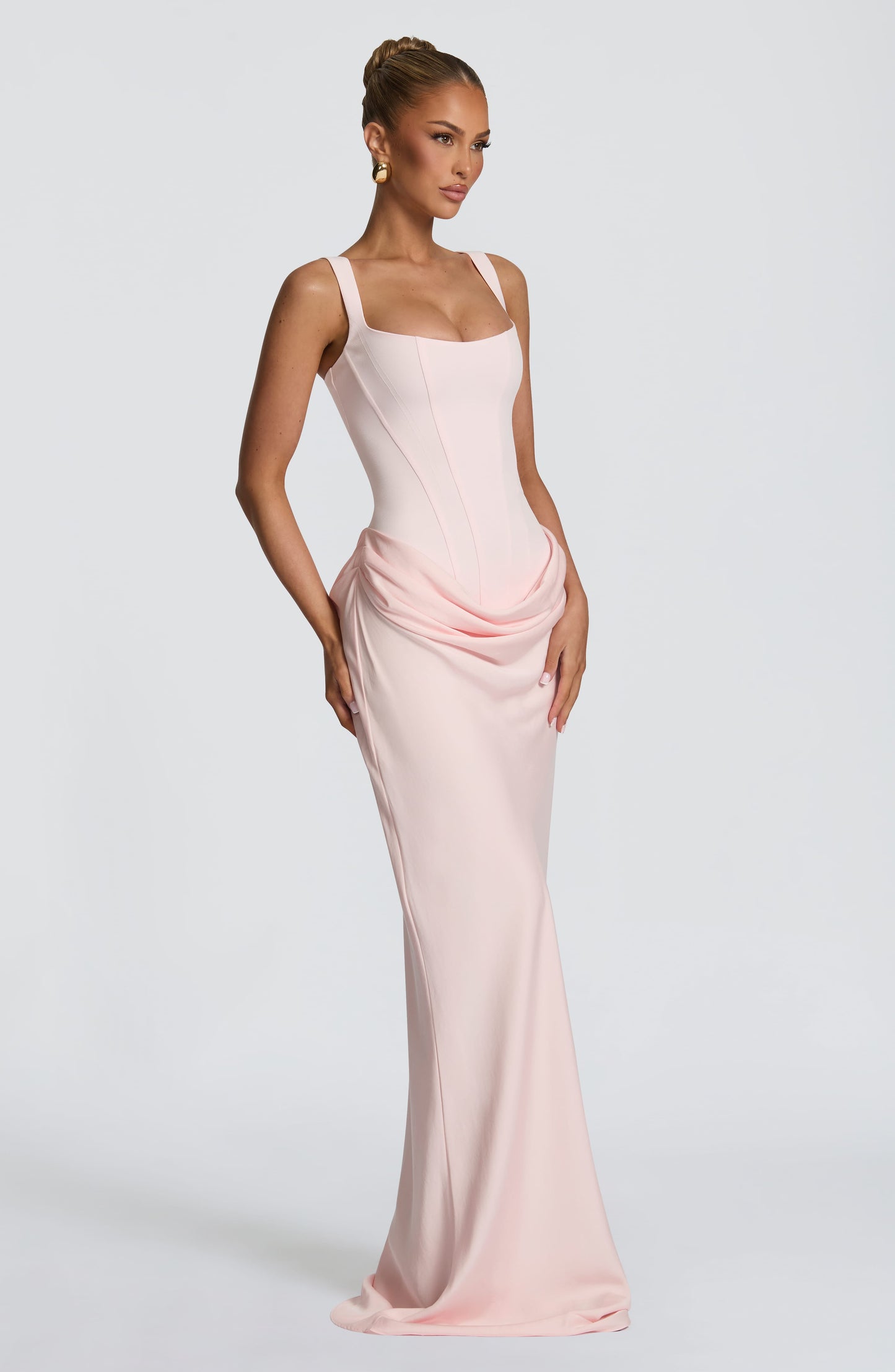 Sofia | Vestito Maxi Drappeggiato Scollo Quadrato da Donna