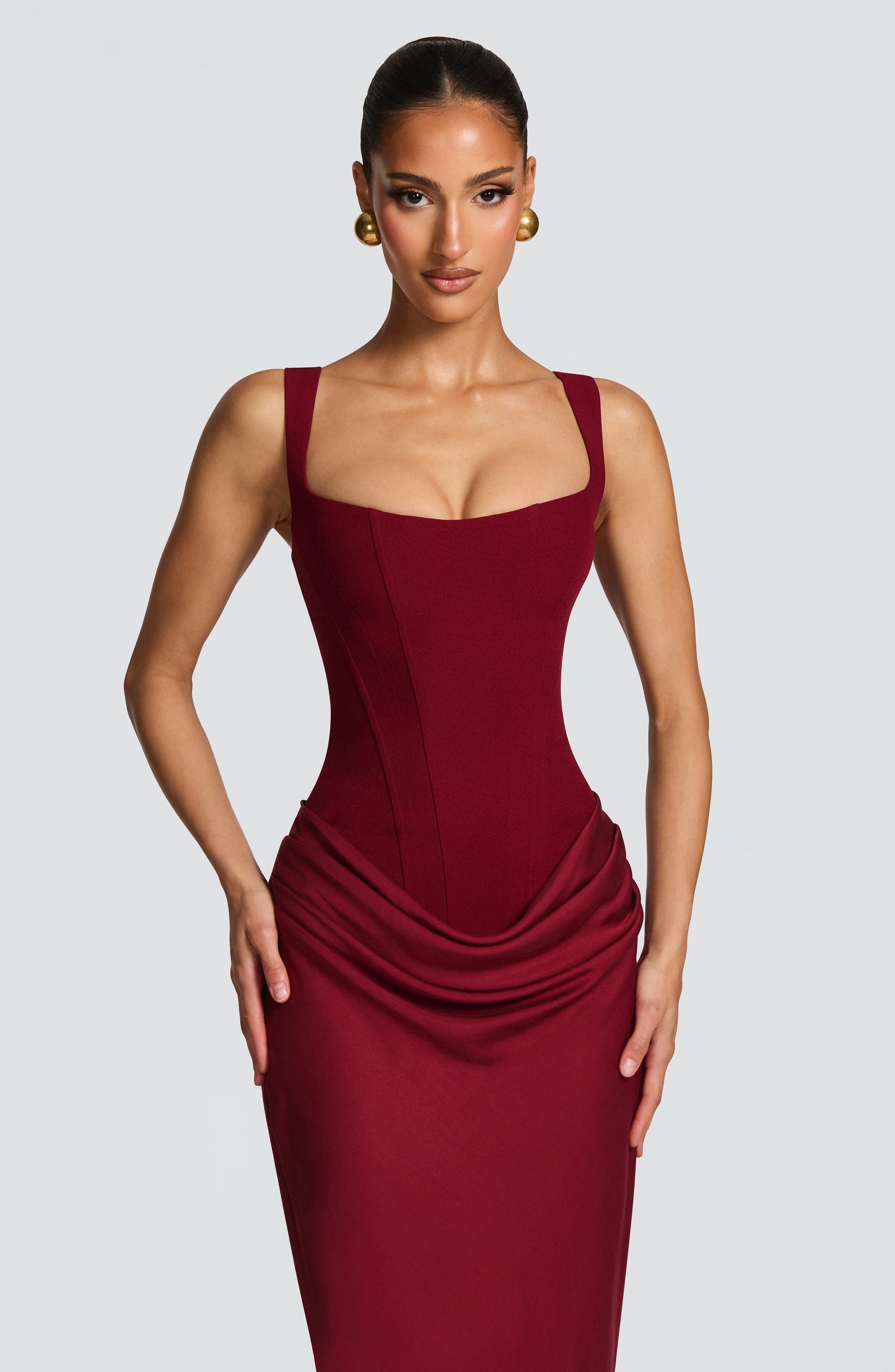 Sofia | Vestito Maxi Drappeggiato Scollo Quadrato da Donna