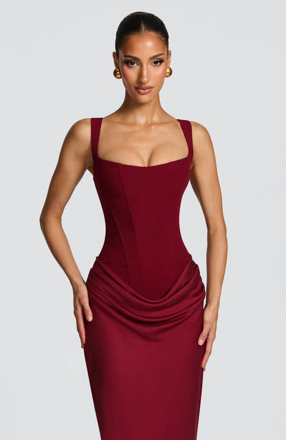 Sofia | Vestito Maxi Drappeggiato Scollo Quadrato da Donna