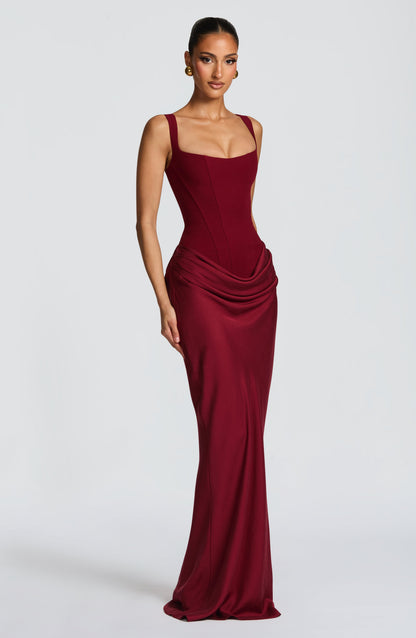 Sofia | Vestito Maxi Drappeggiato Scollo Quadrato da Donna