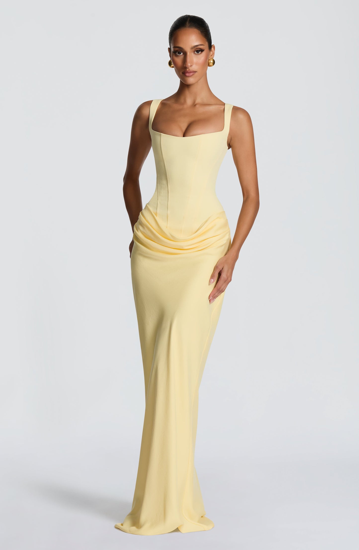 Sofia | Vestito Maxi Drappeggiato Scollo Quadrato da Donna