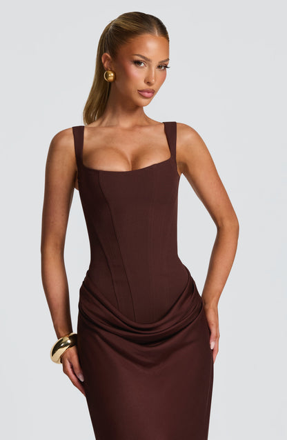 Sofia | Vestito Maxi Drappeggiato Scollo Quadrato da Donna