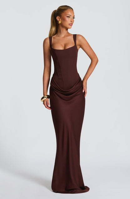 Sofia | Vestito Maxi Drappeggiato Scollo Quadrato da Donna