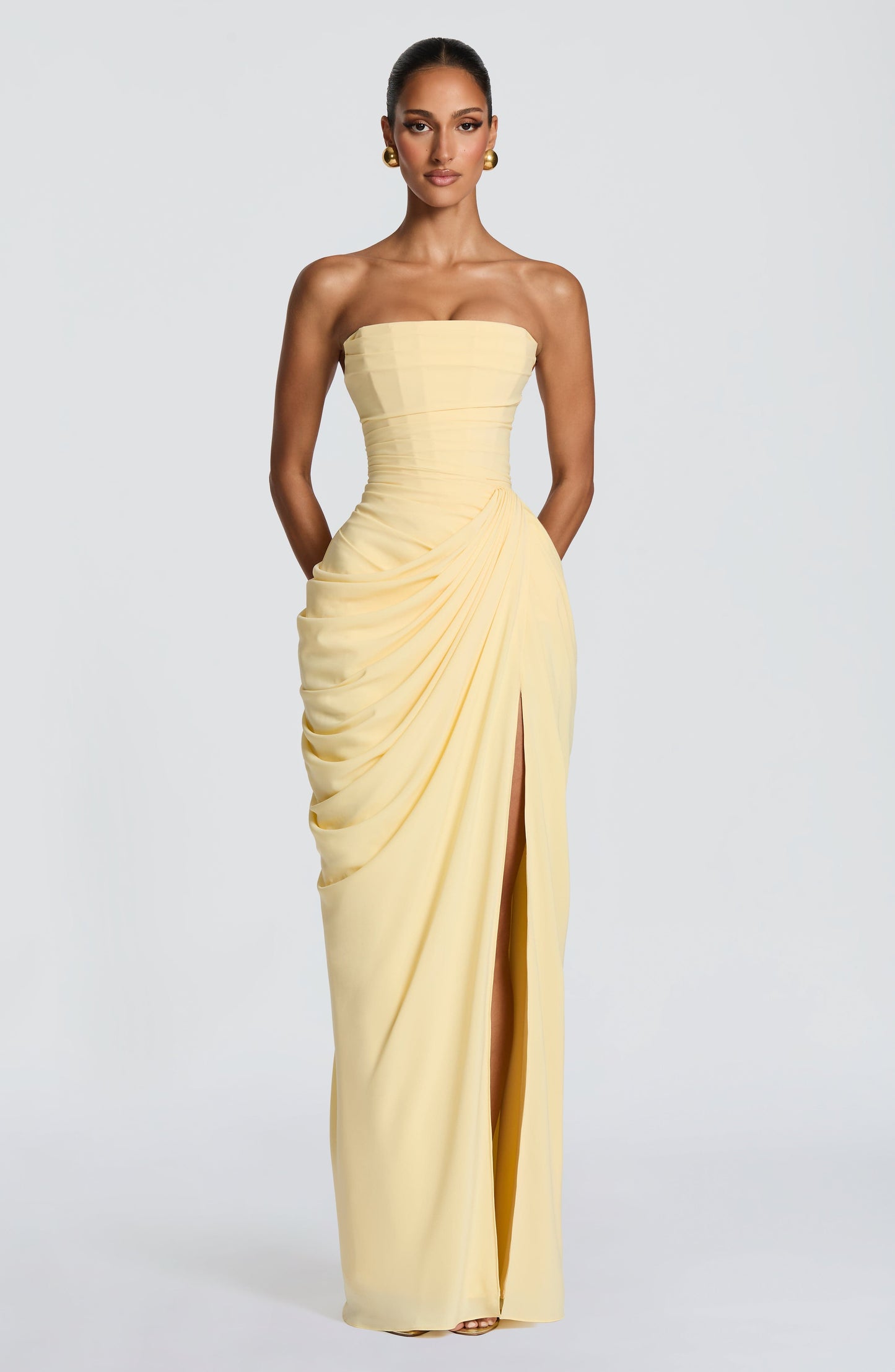 Wanda | Elegante Vestito Lungo Strapless Con Corsetto Da Donna