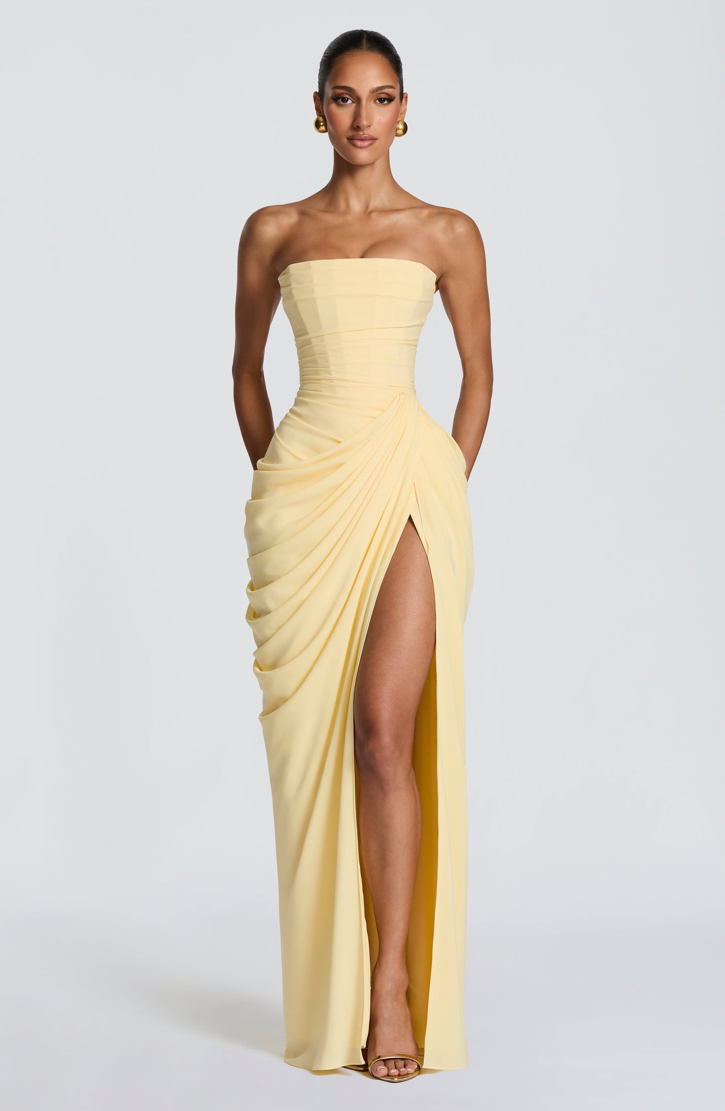 Wanda | Elegante Vestito Lungo Strapless Con Corsetto Da Donna