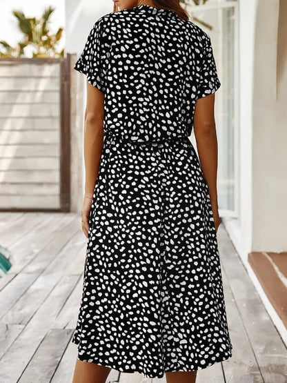 Beatrice | Elegante Vestito Midi Stampato con Maniche da Donna