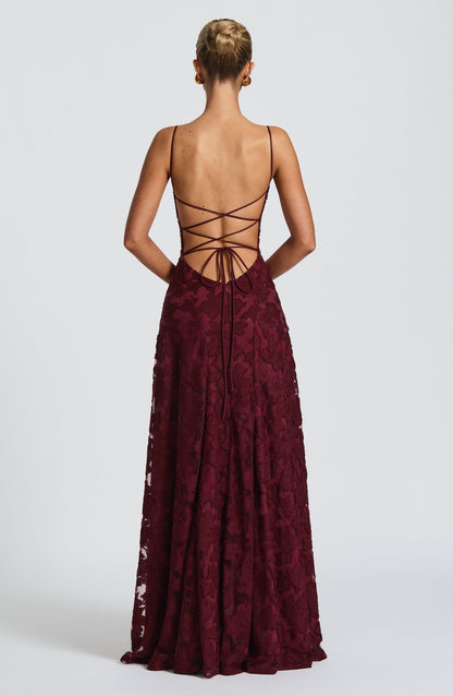 Lidia | Elegante Vestito Maxi Ricamato da Sera da Donna