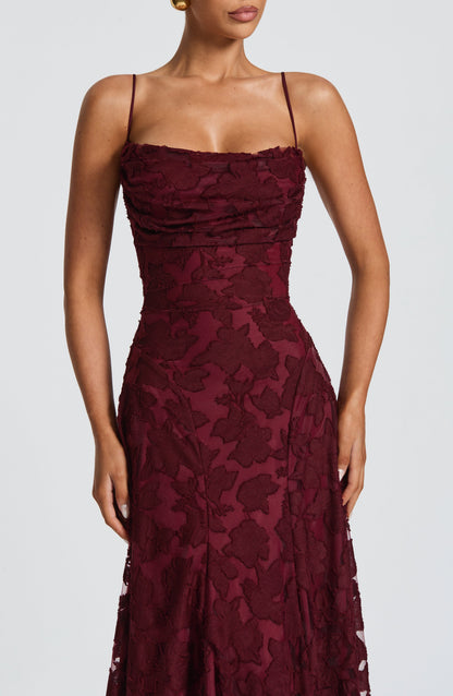 Lidia | Elegante Vestito Maxi Ricamato da Sera da Donna