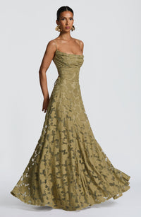 Lidia | Elegante Vestito Maxi Ricamato da Sera da Donna