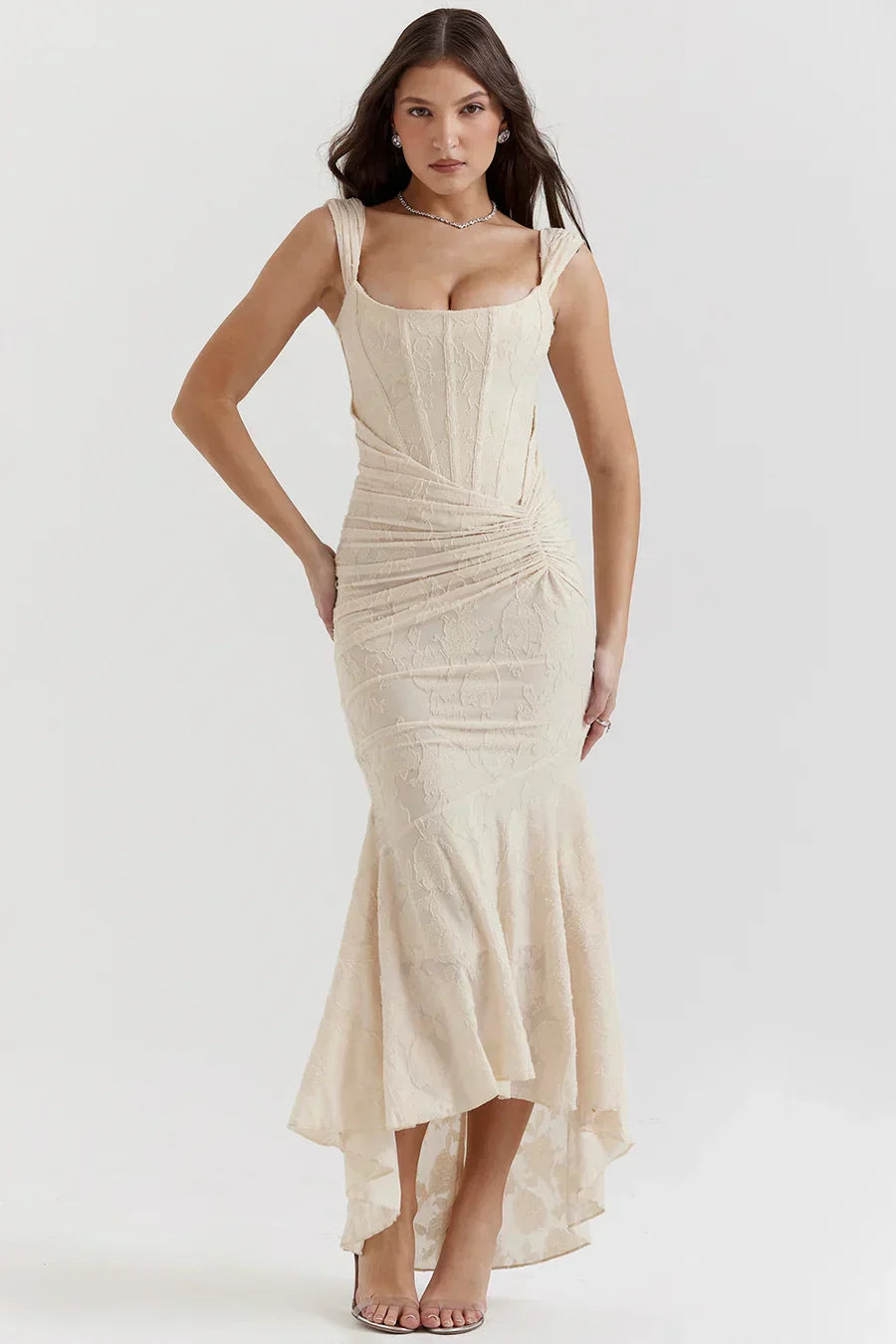 Marta | Vestito da Cerimonia Ricamato Asimmetrico da Donna