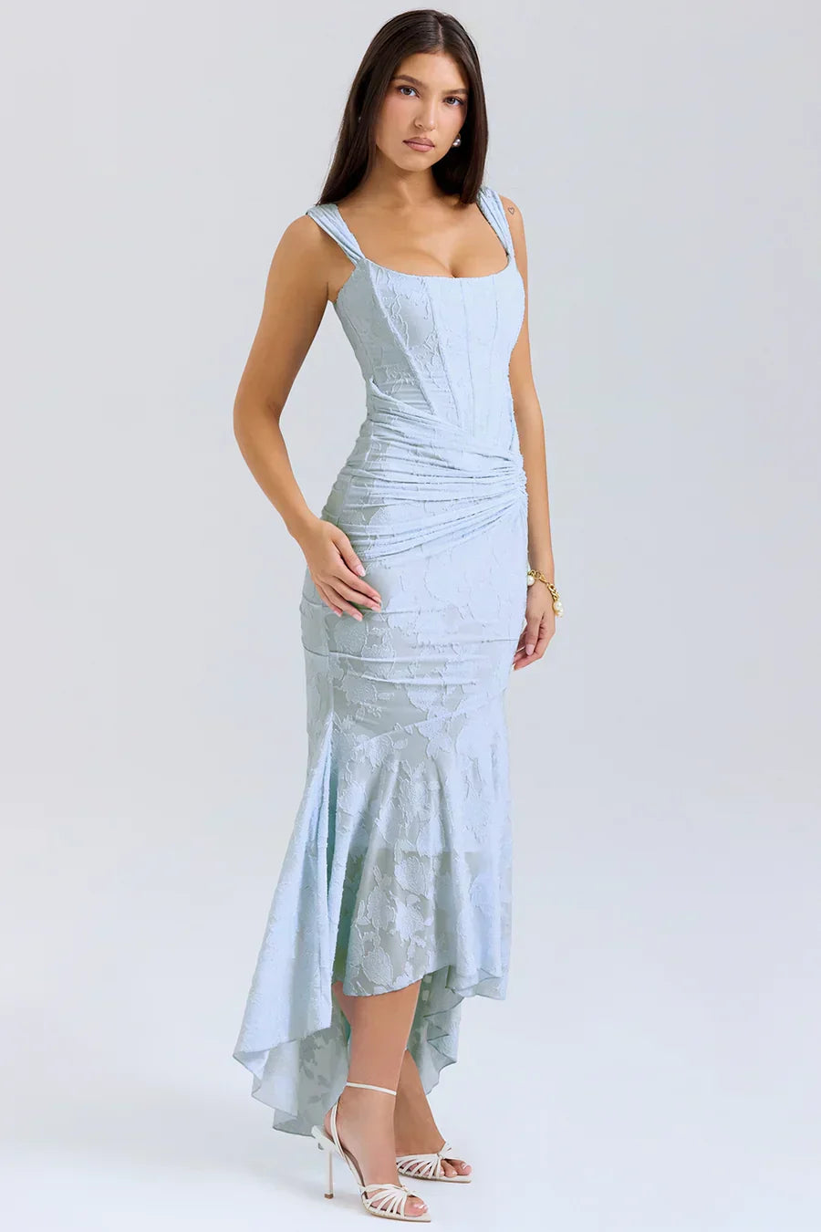 Marta | Vestito da Cerimonia Ricamato Asimmetrico da Donna