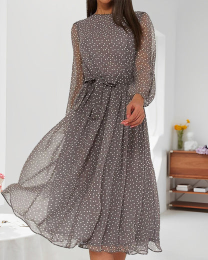 Bruna | Vestito Midi a Pois Maniche Lunghe da Donna