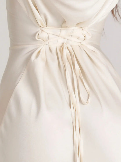 Vittoria | Vestito Maxi Elegante in Raso con Maniche Lunghe da Donna
