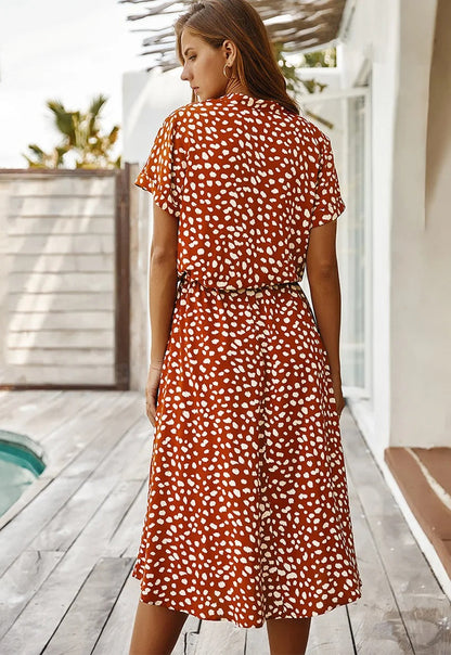 Beatrice | Elegante Vestito Midi Stampato con Maniche da Donna