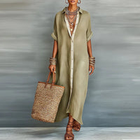 Diana | Vestito Camicia Maxi con Bottoni e Maniche Corte da Donna