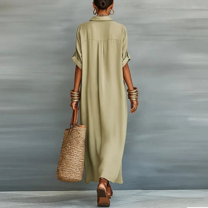 Diana | Vestito Camicia Maxi con Bottoni e Maniche Corte da Donna