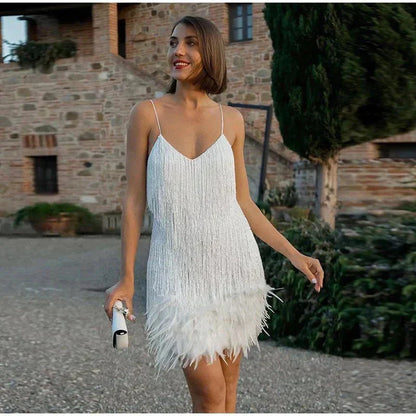 Ines | Vestito da Cocktail con Piume da Donna