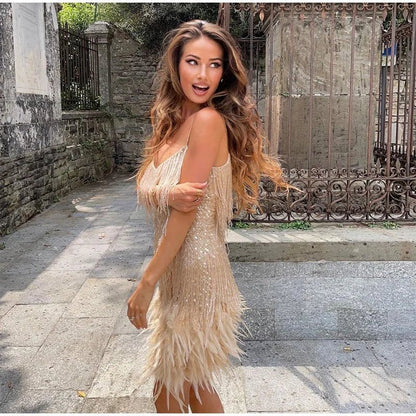 Ines | Vestito da Cocktail con Piume da Donna