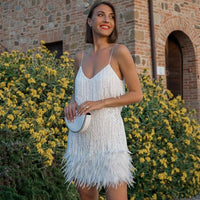 Ines | Vestito da Cocktail con Piume da Donna