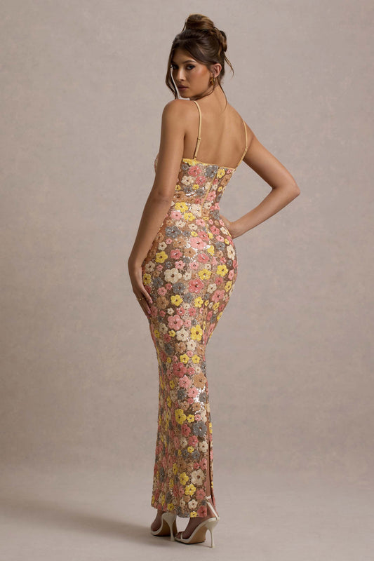 Giulia | Vestito Maxi Fiorato con Glitter da Donna