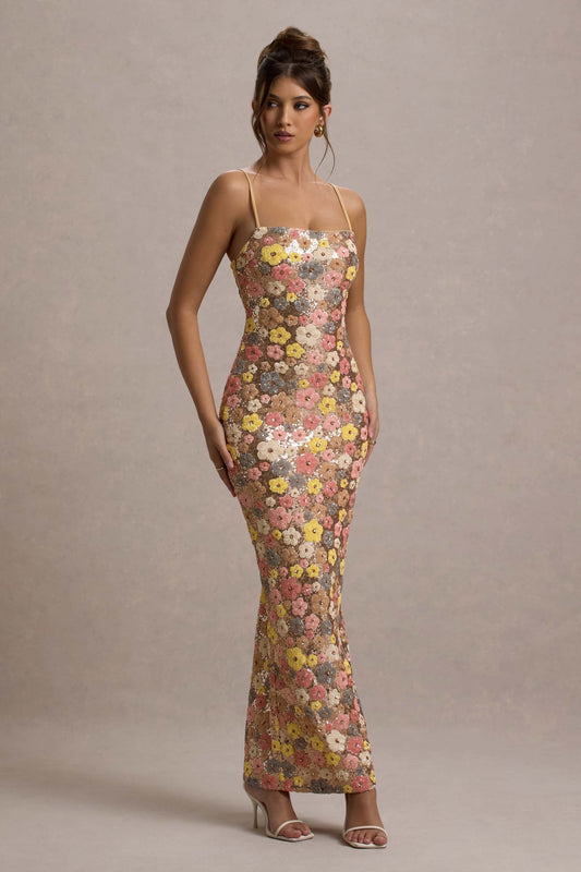 Giulia | Vestito Maxi Fiorato con Glitter da Donna