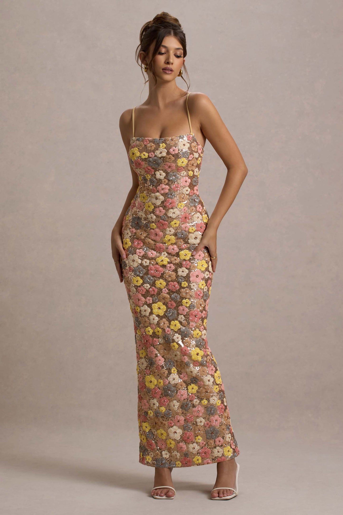 Giulia | Vestito Maxi Fiorato con Glitter da Donna