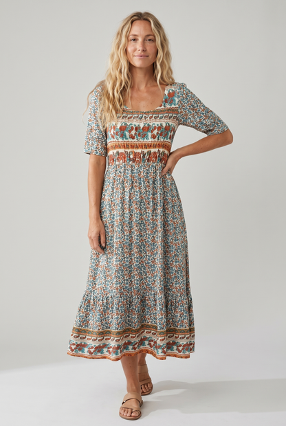 Olga | Estivo Abito Midi Boho Stampato da Donna