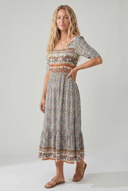 Olga | Estivo Abito Midi Boho Stampato da Donna