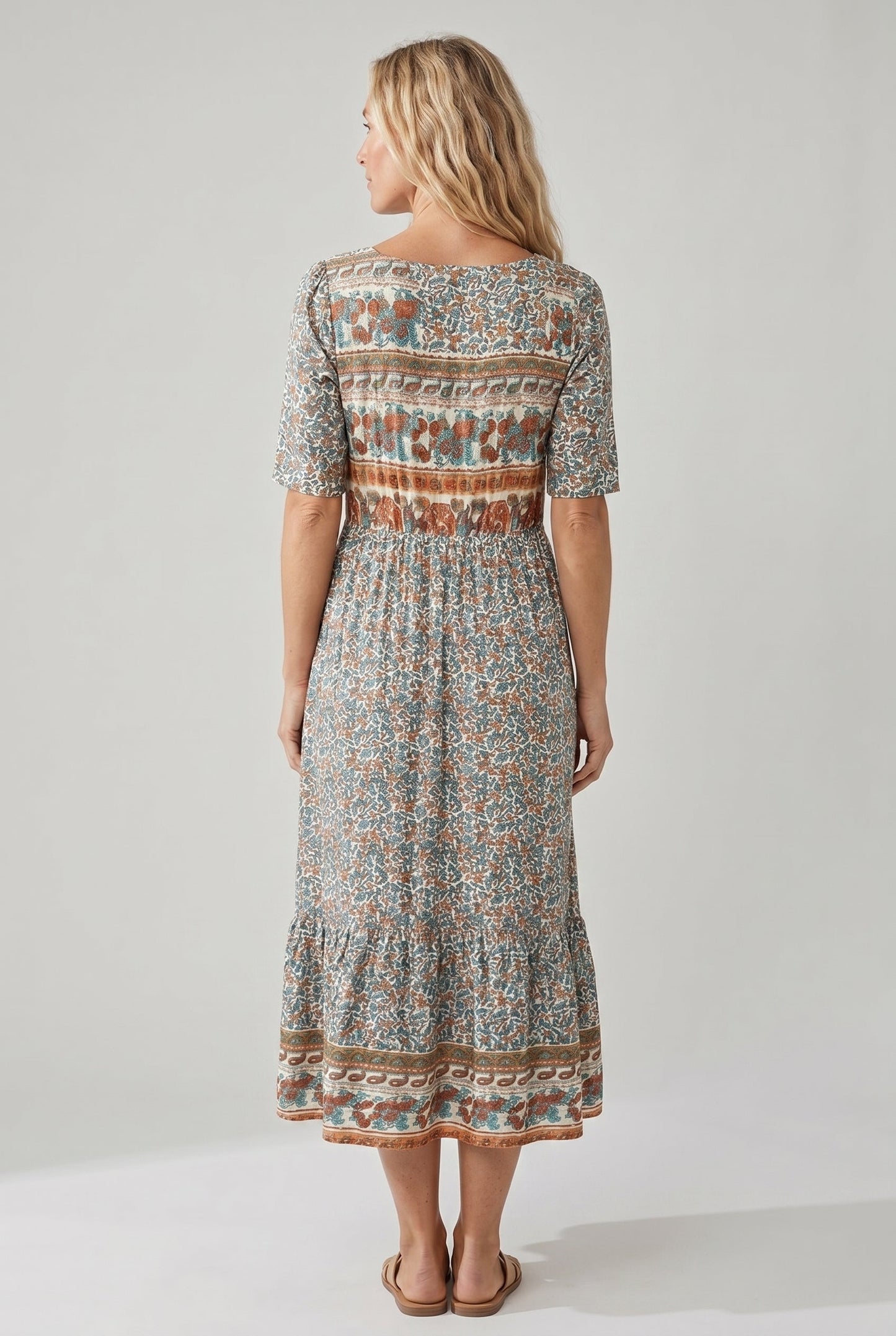 Olga | Estivo Abito Midi Boho Stampato da Donna