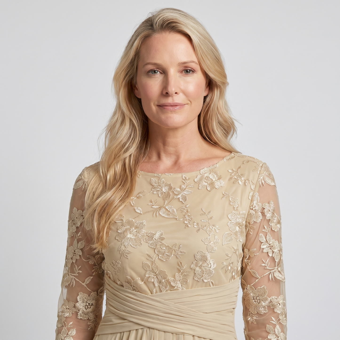 Nadia | Elegante Abito Midi Ricamato in Chiffon da Donna
