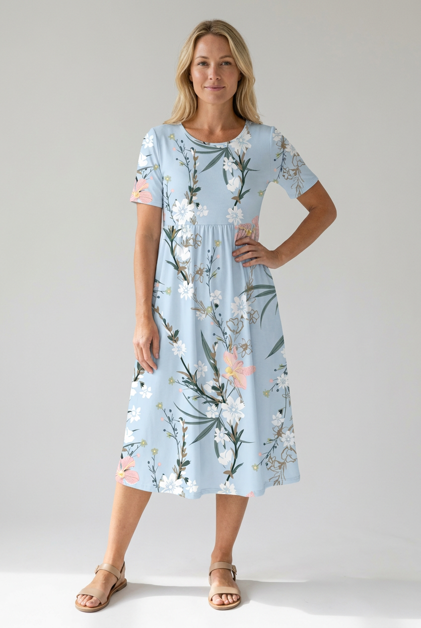 Monica | Estivo Abito Midi Floreale Stampato da Donna